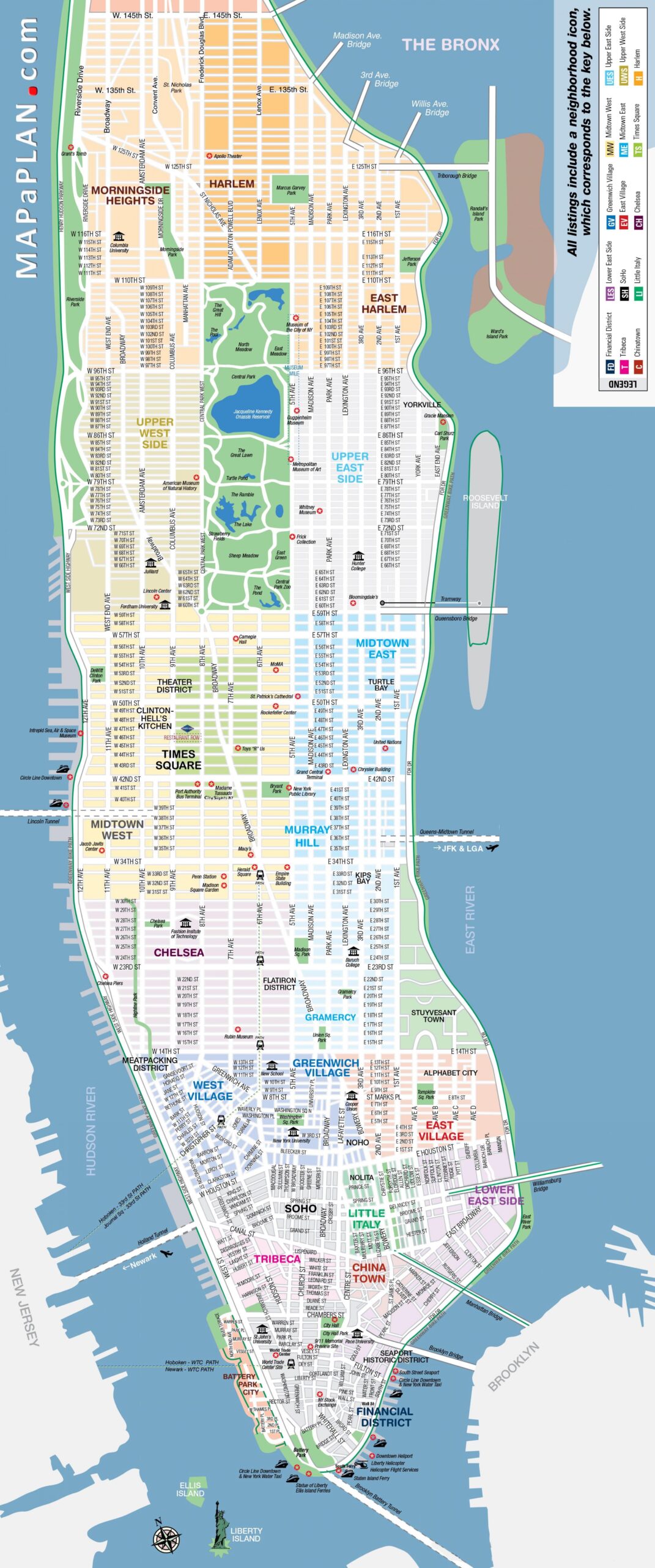 Printable Map Of Manhattan Free Printable Map Of Manhattan NYC New York USA
