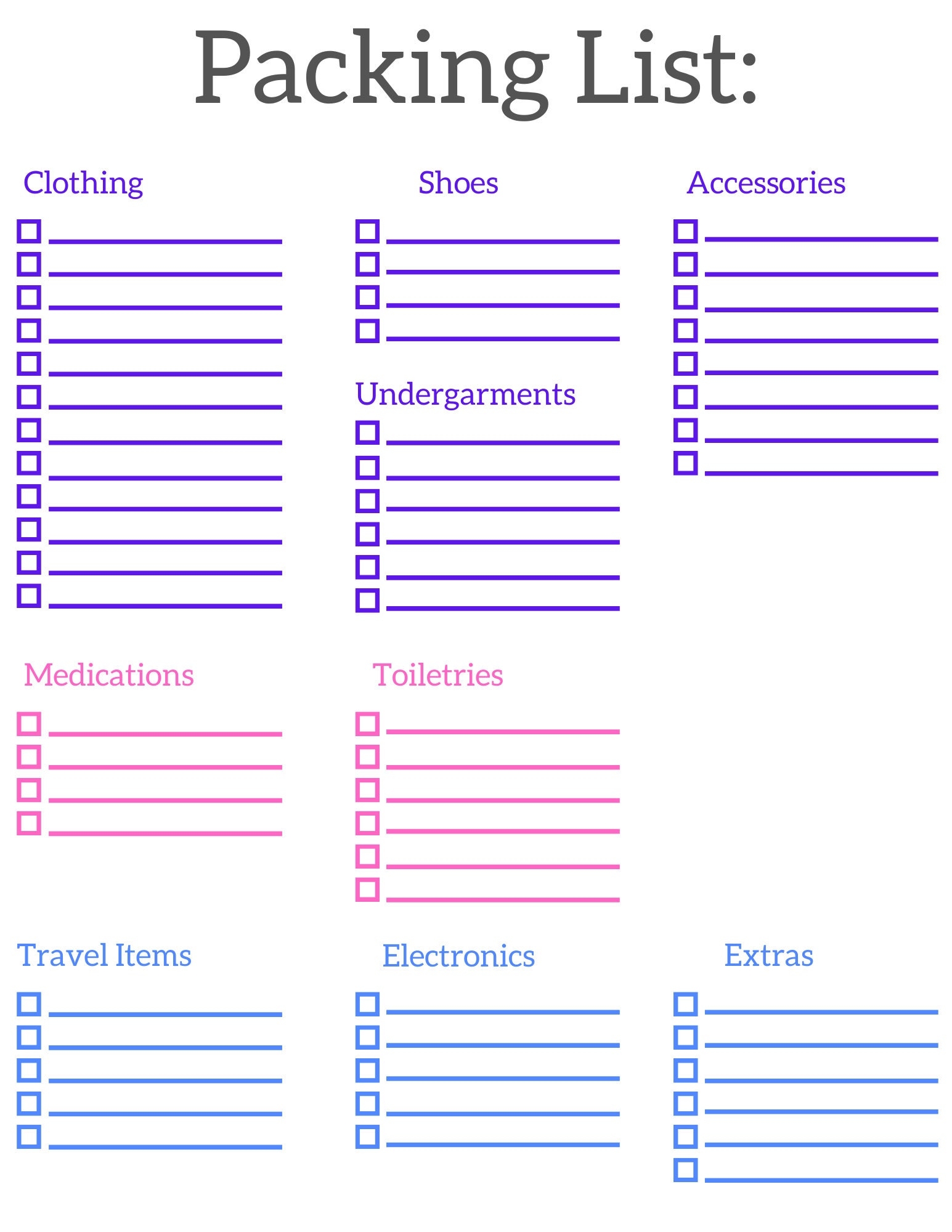 Packing List Printable Free Packing List Printable Free