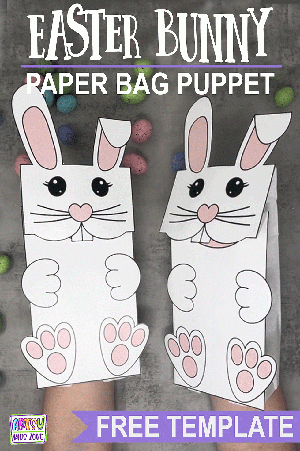 Printable Paper Bag Bunny Puppets