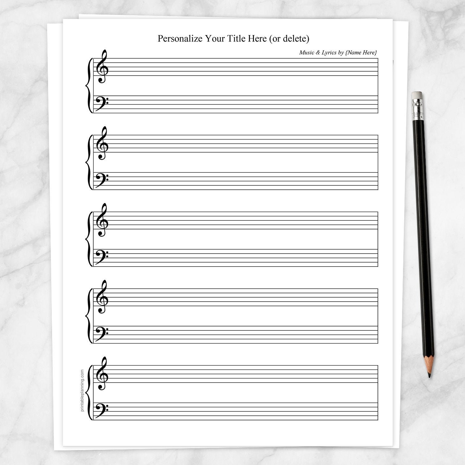 Free Blank Sheet Music Printable Free Blank Sheet Music Printable