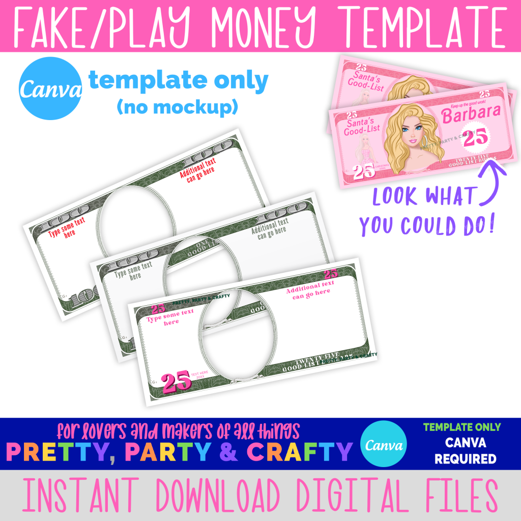 Printable Play Money Template Make Your Own In Canva Pretty 