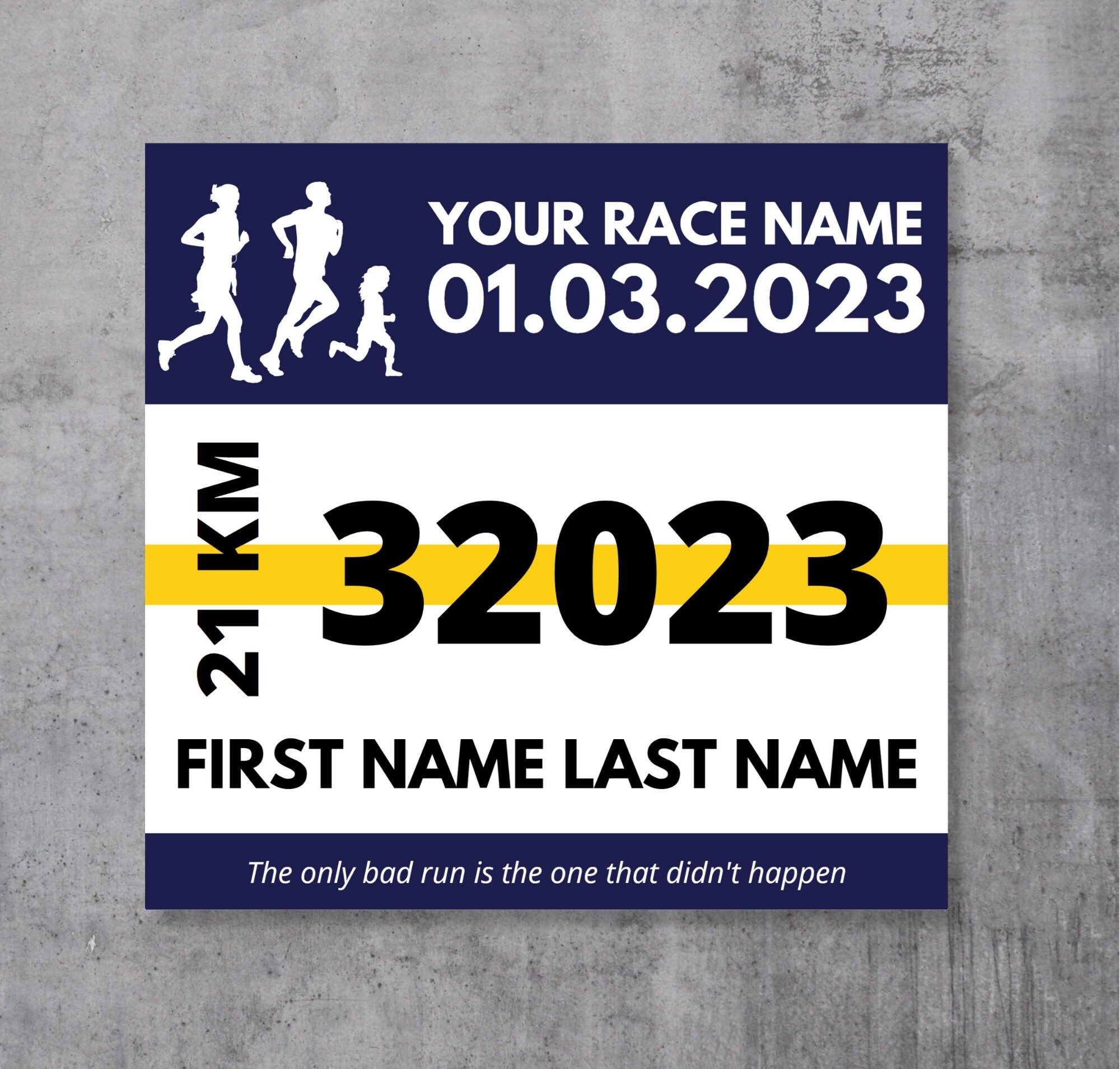 Printable Race Bib Fully Customizable Template Editable Running Worksheets Library