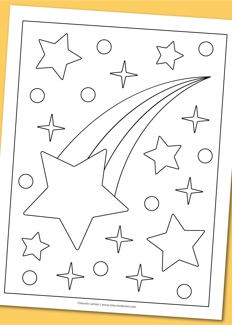 Printable Shooting Star Coloring Page Chevron Lemon Printable Shooting Star Coloring Page Chevron Lemon