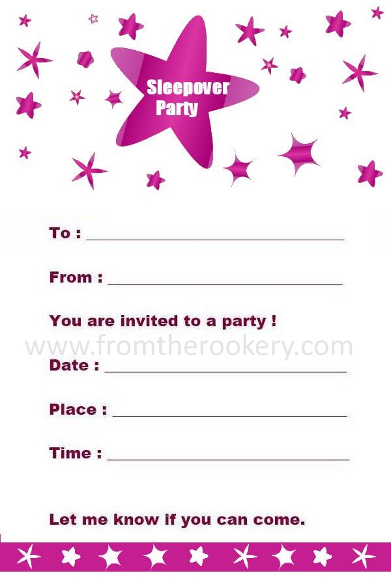 Printable Sleepover Invitations Printable Sleepover Invitations