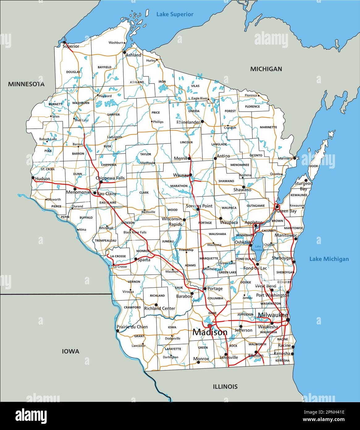 Wisconsin State Map Printable