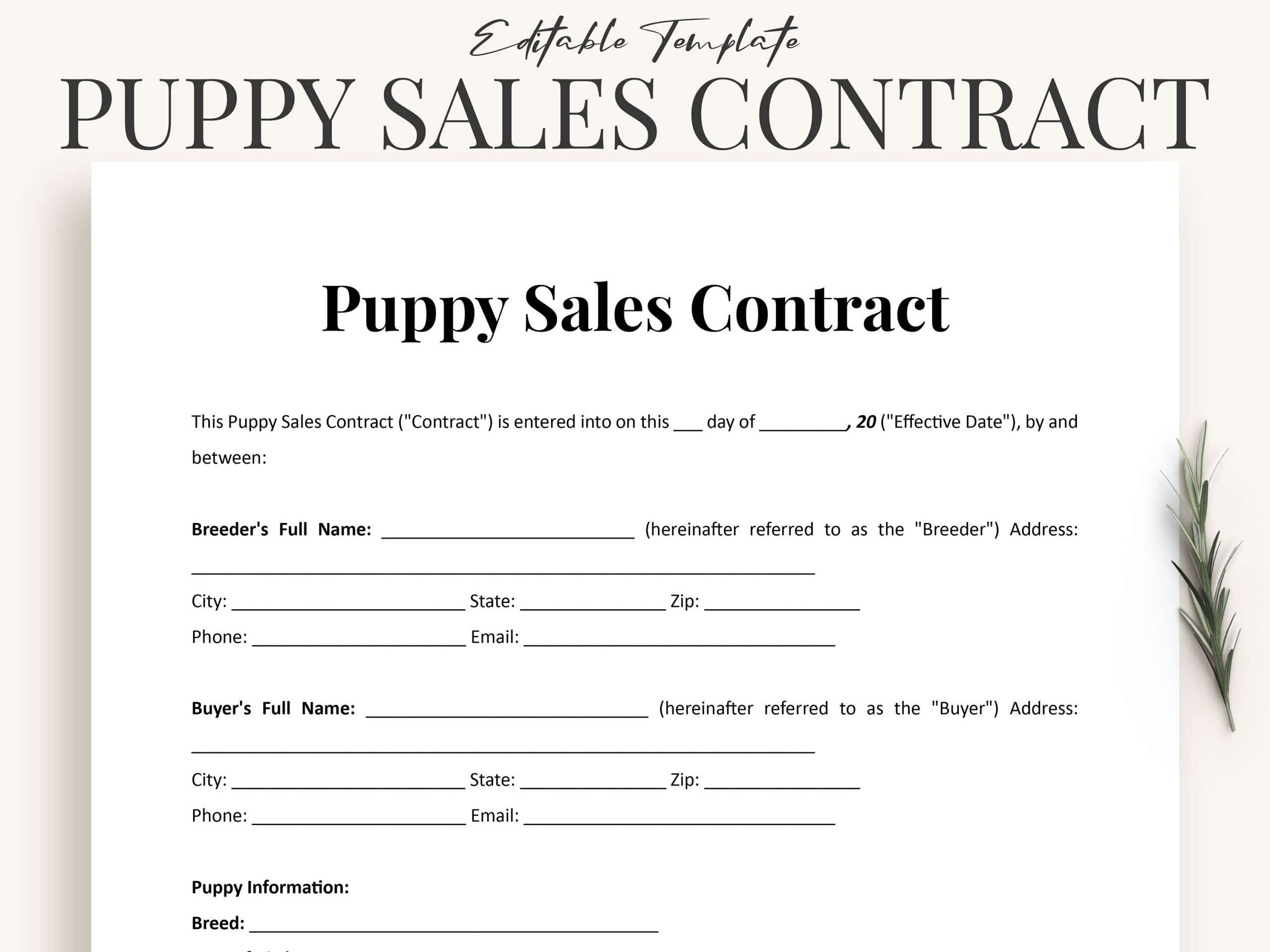 Puppy Sale Contract Template Word Printable Blank Puppy Contract Puppy Sale Contract Template Word Printable Blank Puppy Contract
