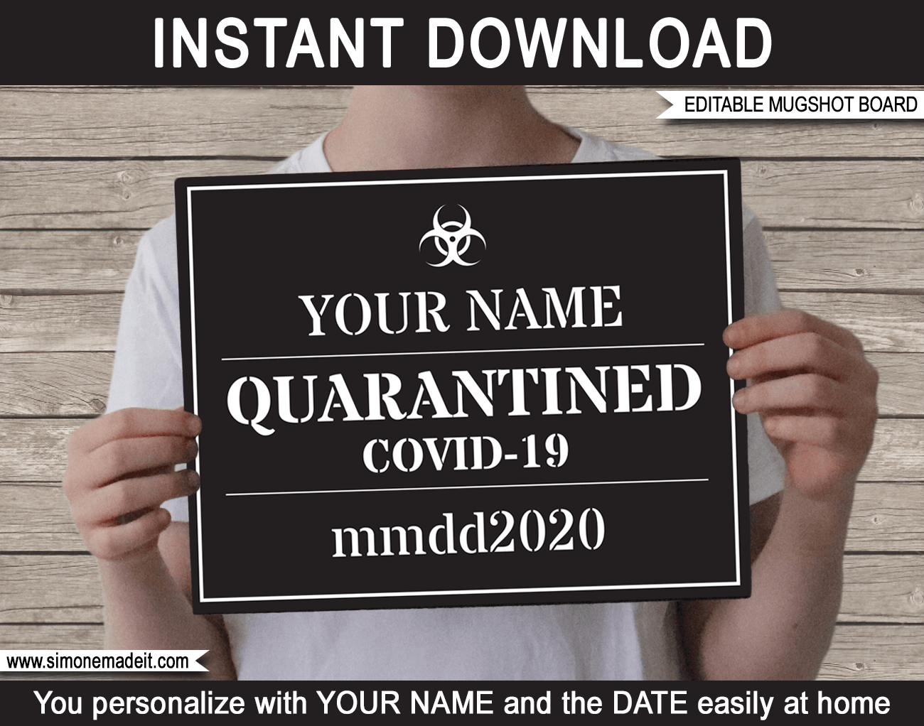 Quarantine Mugshot Sign Board Template Printable Photo Prop Senior 2020 Virtual Birthday Quarantine Mugshot Sign Board Template Printable Photo Prop Senior 2020 Virtual Birthday