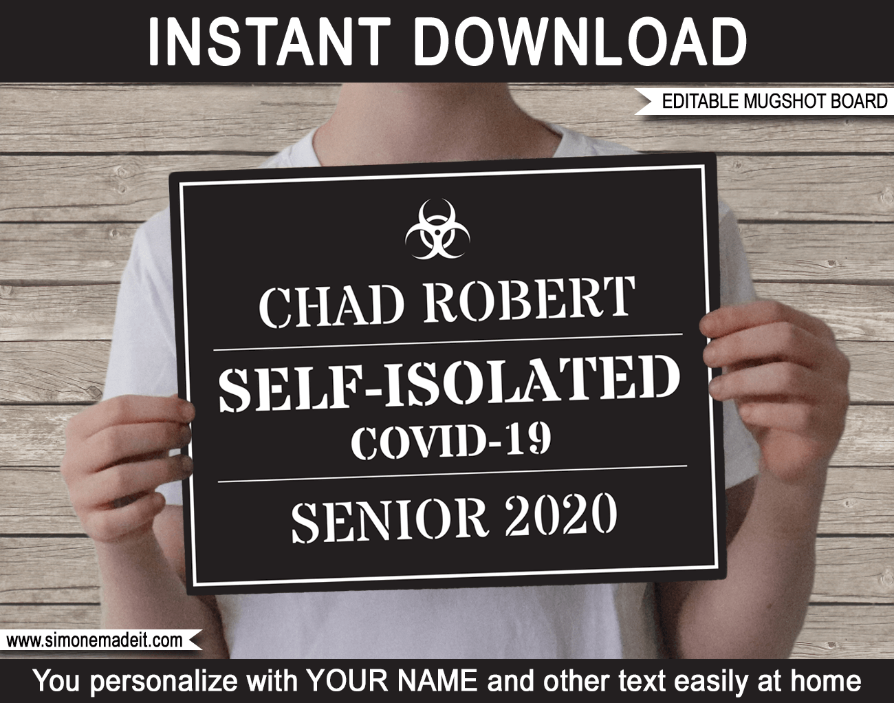 Quarantine Mugshot Sign Board Template Printable Photo Prop Senior 2020 Virtual Birthday Quarantine Mugshot Sign Board Template Printable Photo Prop Senior 2020 Virtual Birthday