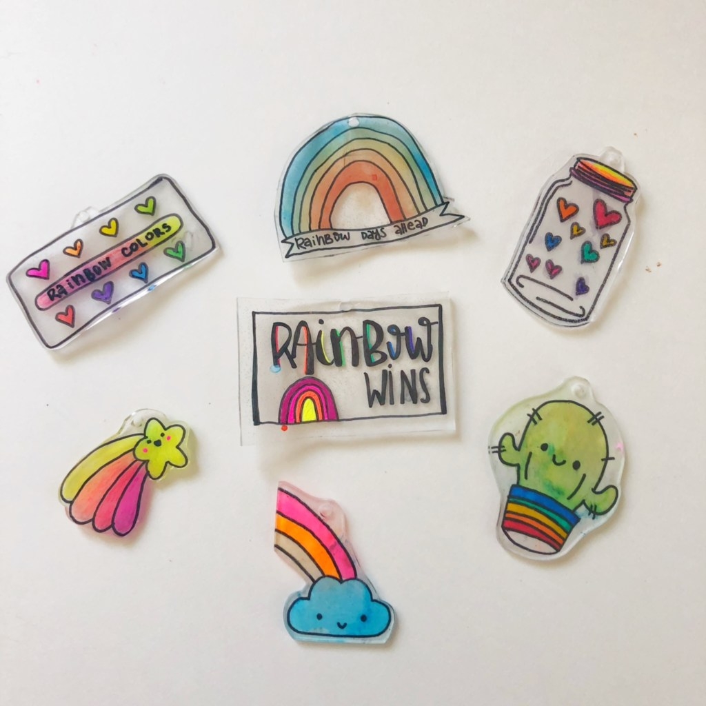 Rainbow Themed Shrinky Dinks 
