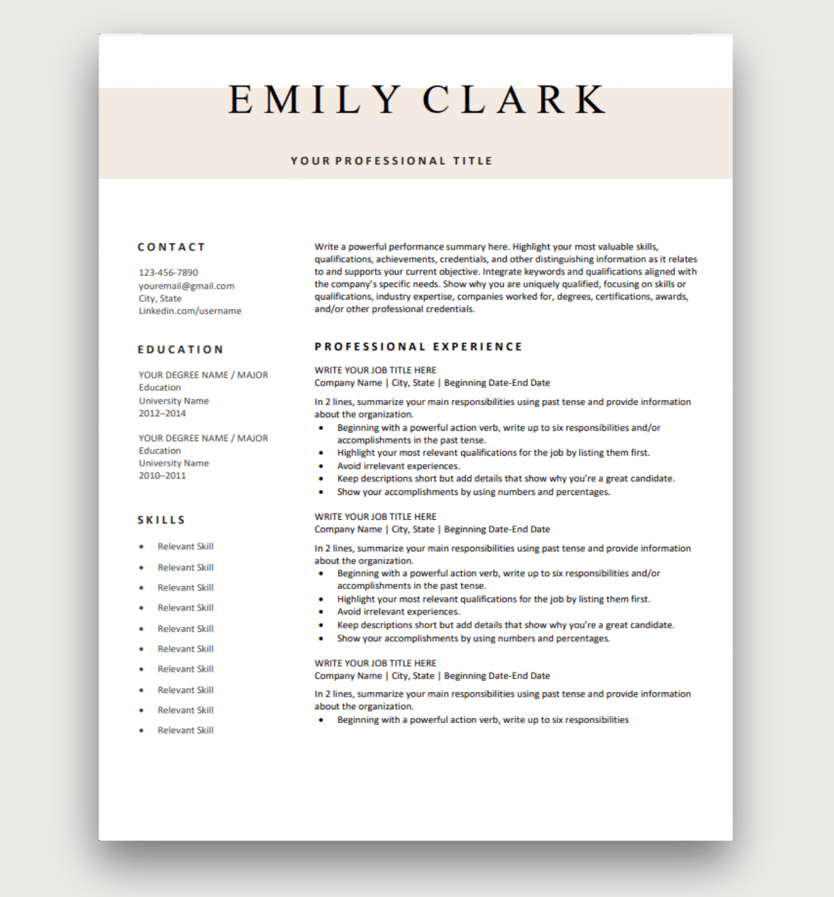 Free Printable Resumes Templates