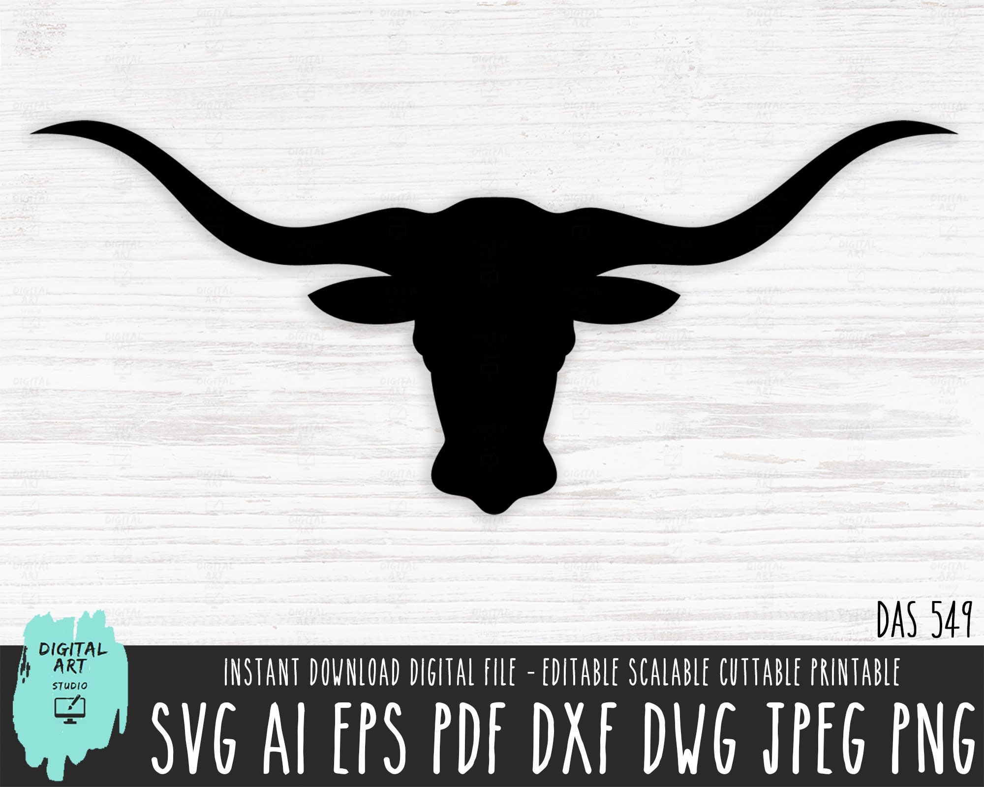 Retro Texas Longhorn SVG Silhouette Vector File Retro Texas Cricut Silhouette Procreate Vintage Digital Download Longhorn Png Pdf Dxf 549