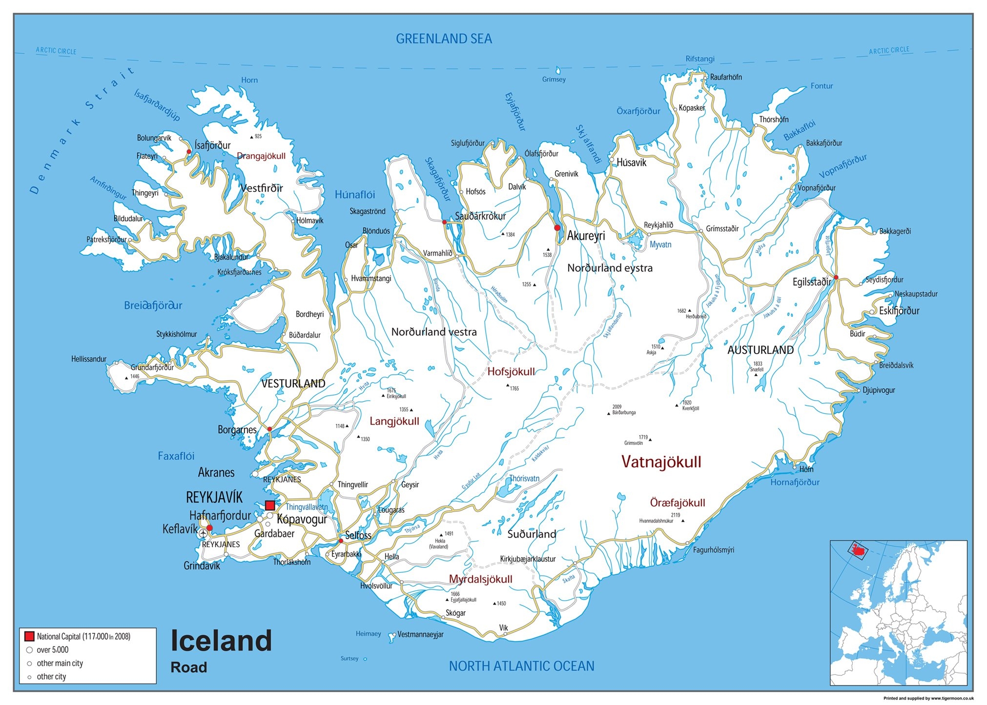 Map Of Iceland Printable