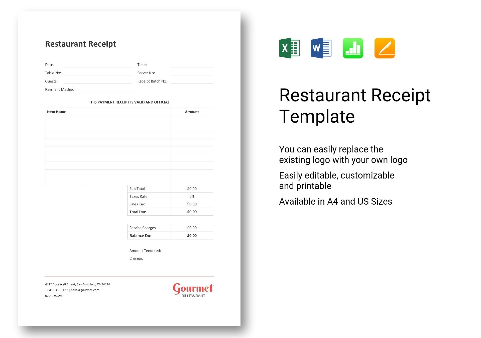 Sample Restaurant Receipt Template Best Templates