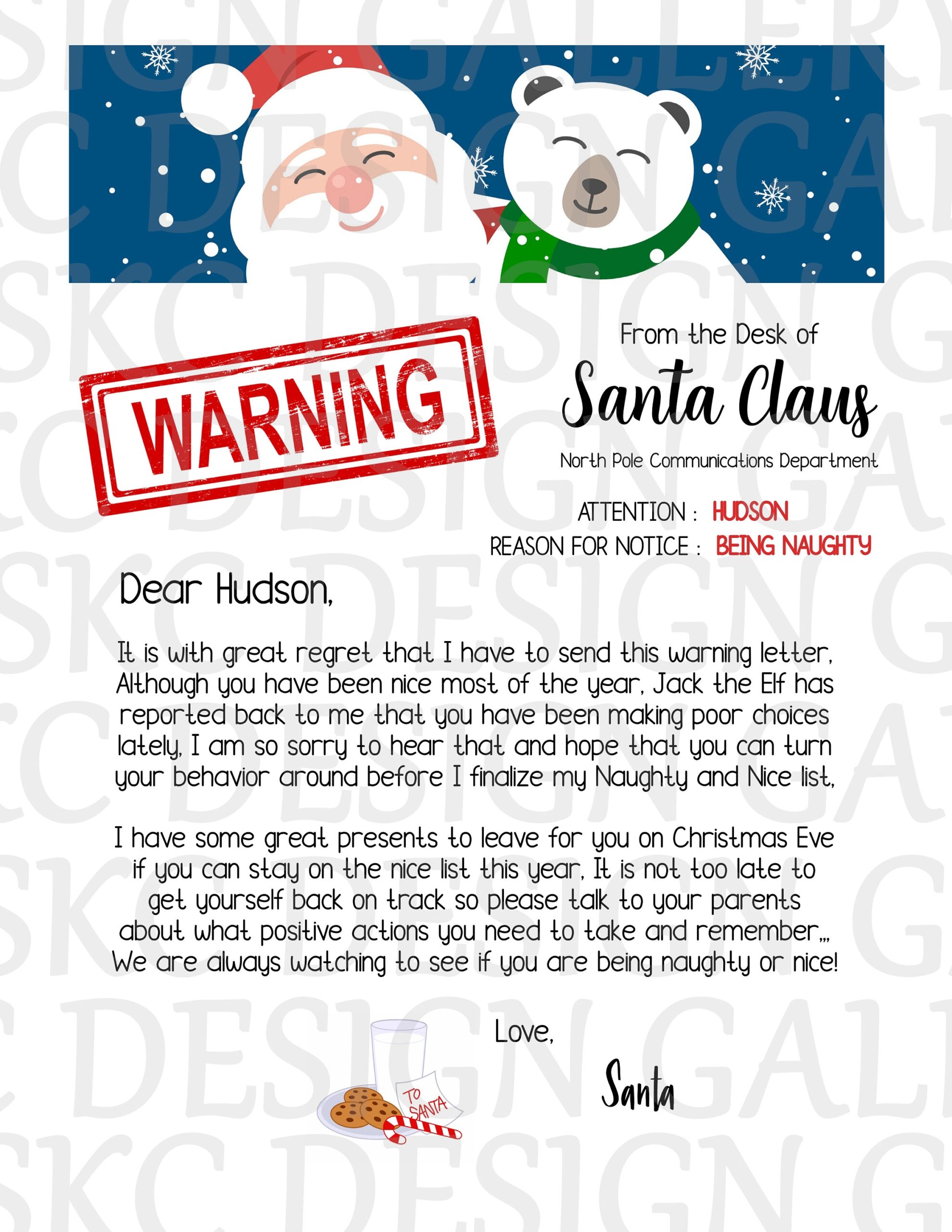 Santa WARNING Letter Personalized Naughty Letter From Santa INSTANT EDITABLE Download Santa WARNING Letter Personalized Naughty Letter From Santa INSTANT EDITABLE Download