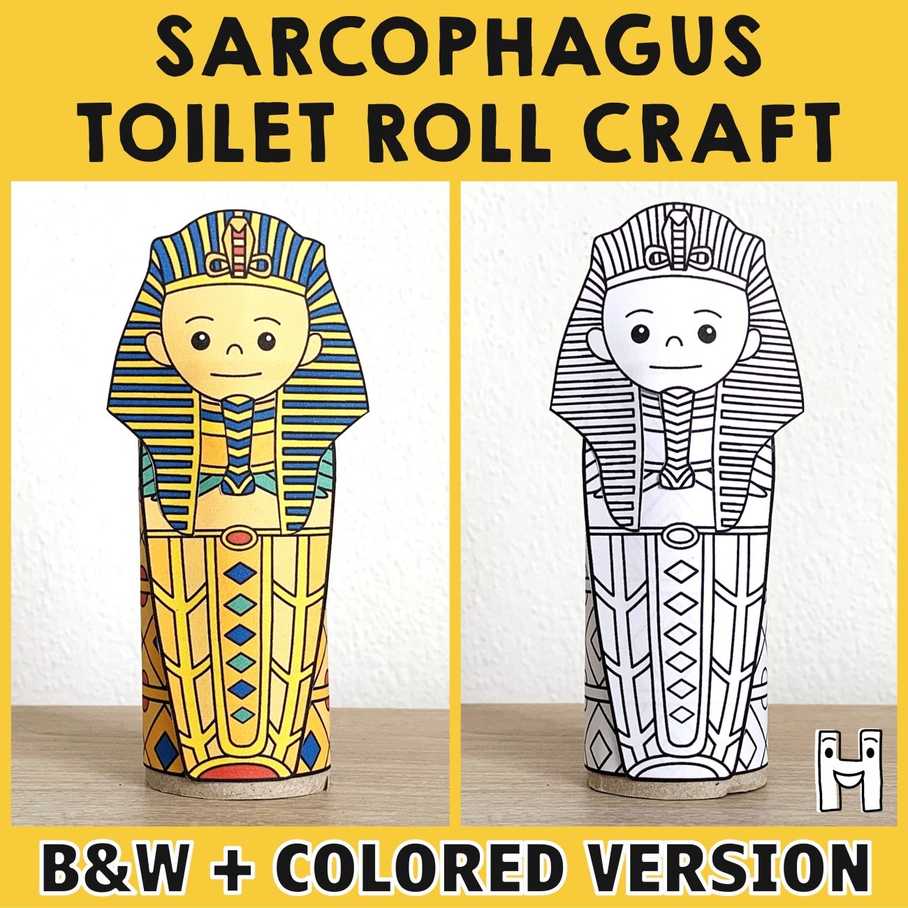 Sarcophagus Toilet Paper Roll Craft Printable Ancient Egypt Activity Coloring