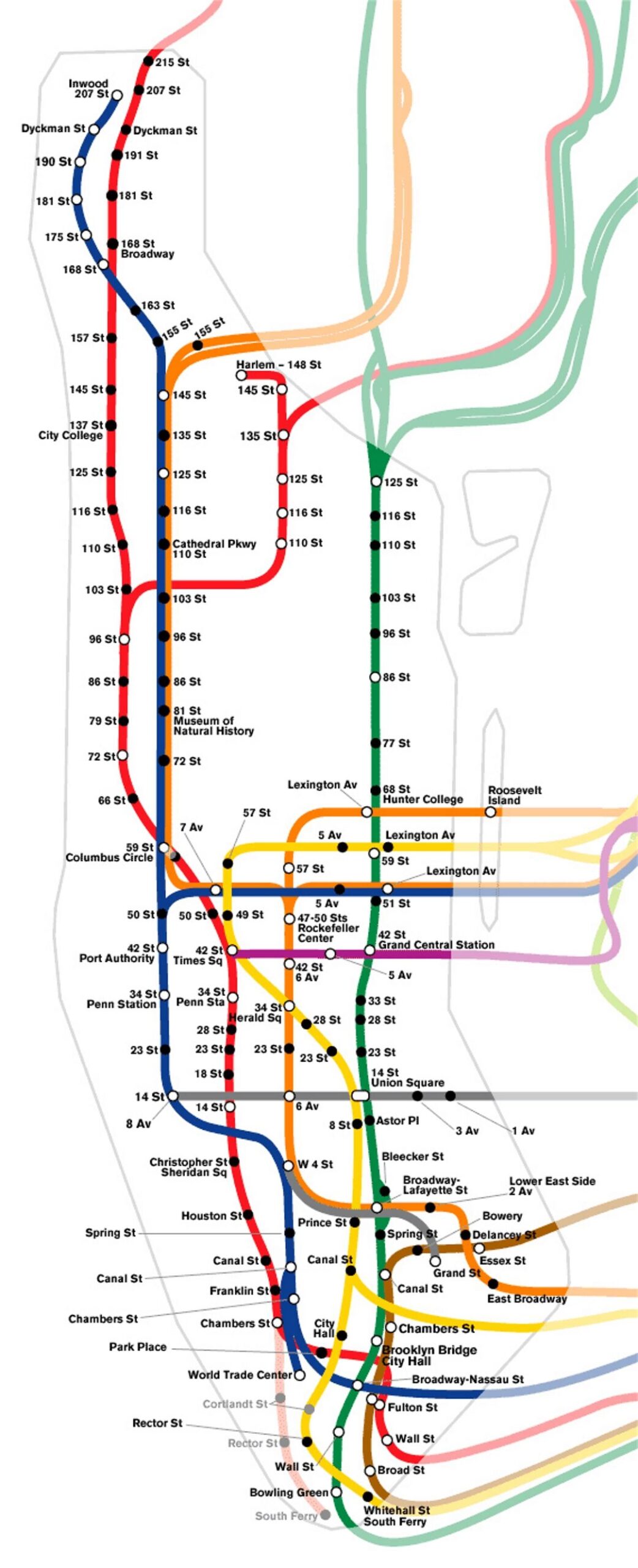 Schematic Subway Map Of Manhattan New York USA United States Of America North America Mapsland Maps Of The World Schematic Subway Map Of Manhattan New York USA United States Of America North America Mapsland Maps Of The World