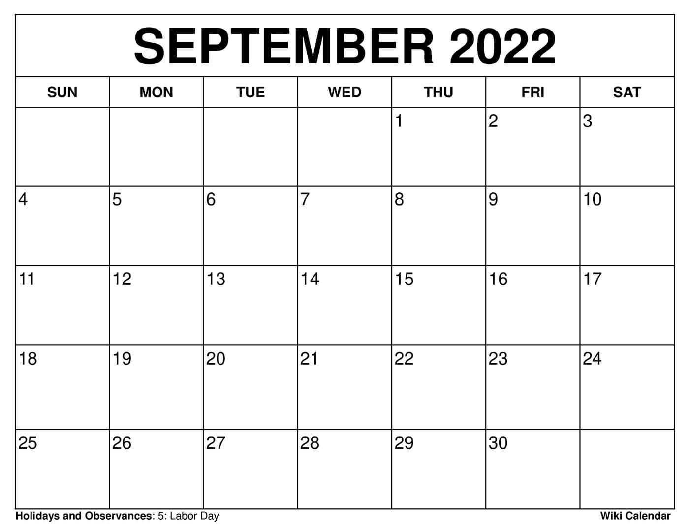 Free Printable Sept Calendar