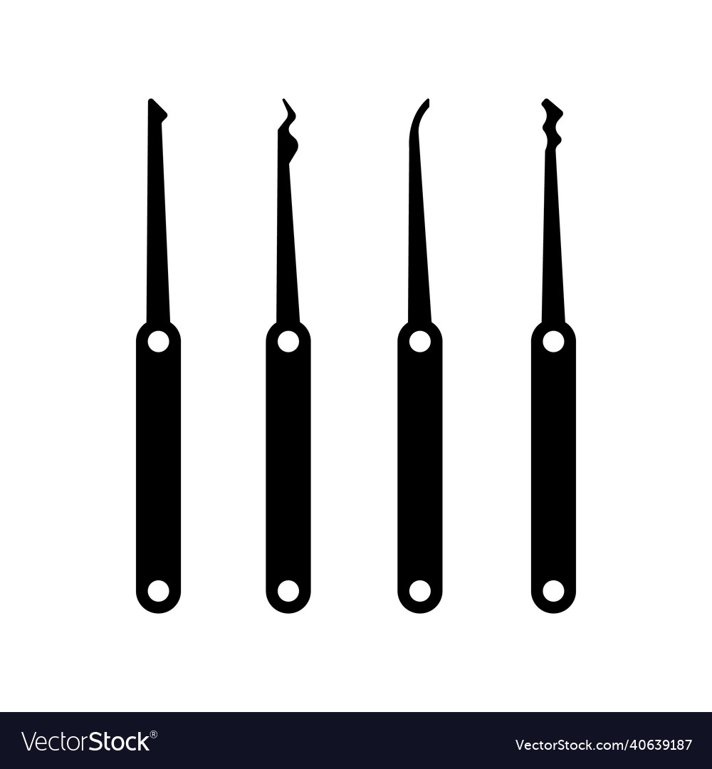 Set Of Lockpicks For Lock Picking Icon Royalty Free Vector