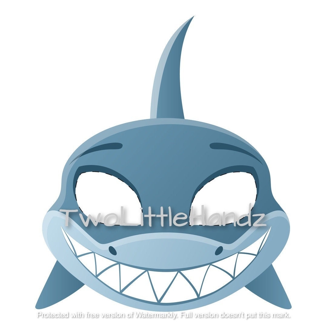 Shark Printable Mask Animal Masks For Kids Party Printable Coloring Page Digital Download Kids Craft Printable