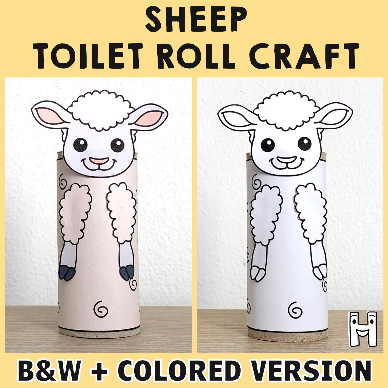 Sheep Toilet Paper Roll Craft Printable Farm Animal Coloring Activity Kids