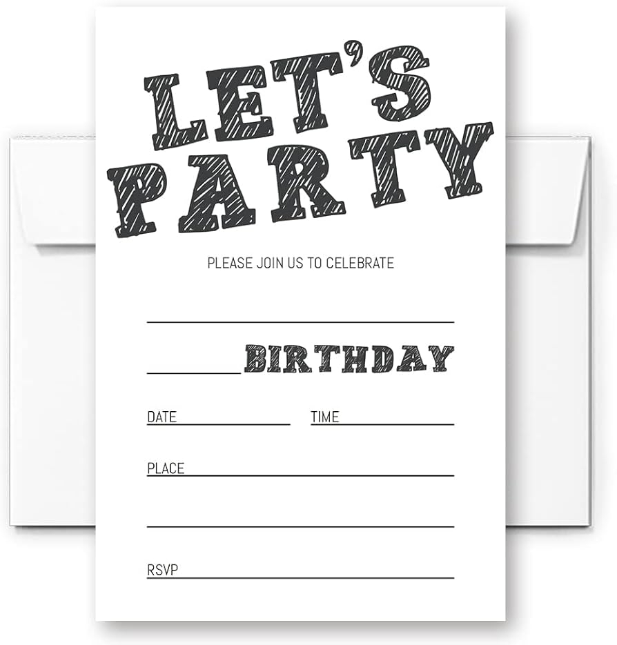 Simple Black And White Birthday Invitations Birthday Invitations For Boys Teens Kids Girls Birthday Invitations Birthday Party Invitations Let s 