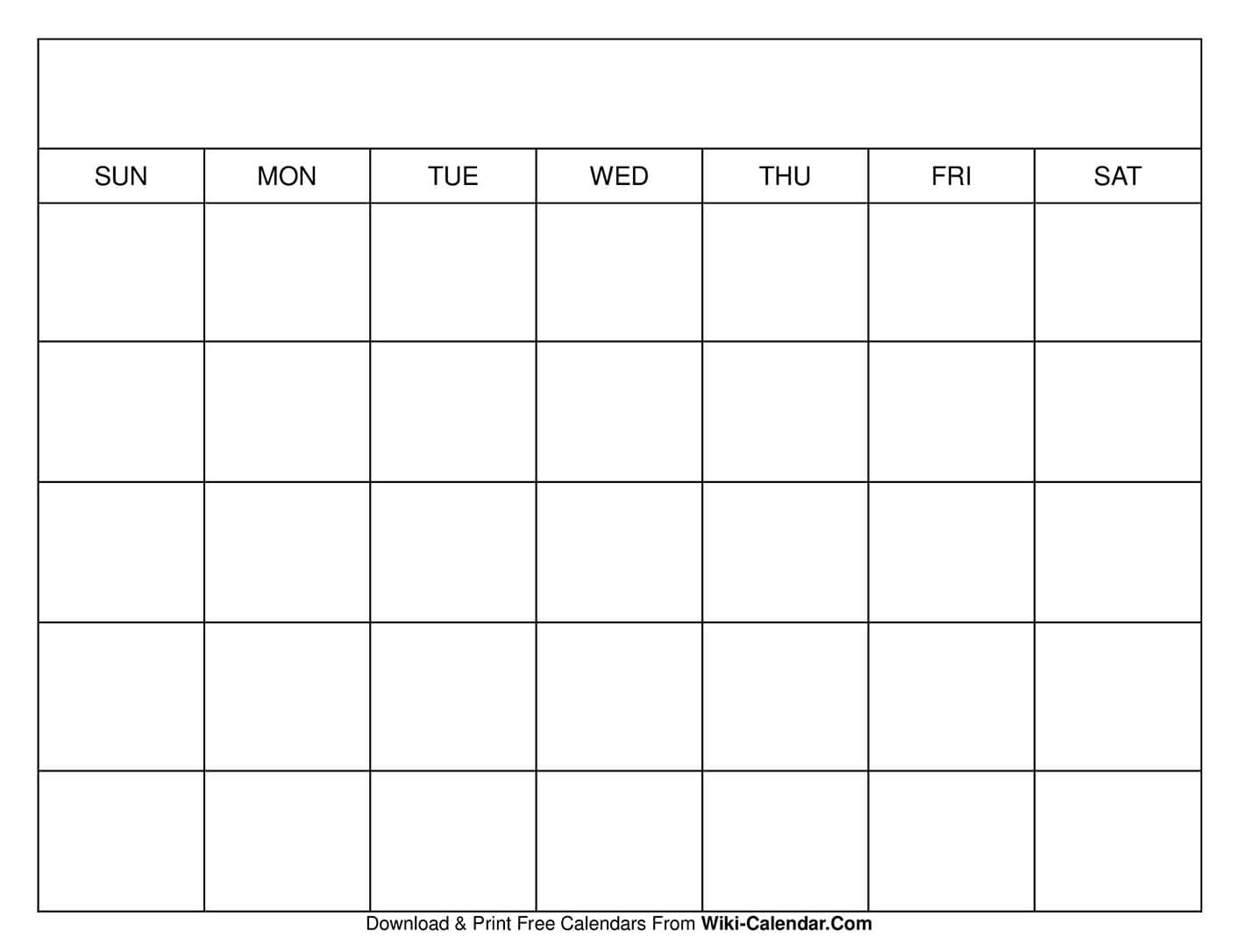 Printable Blank Calendar No Days