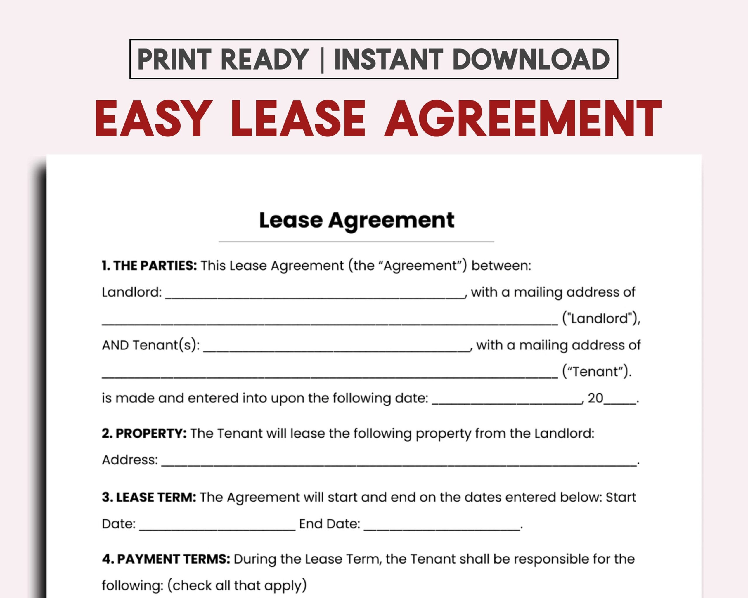Simple One Page Lease Agreement Etsy Worksheets Library Simple One Page Lease Agreement Etsy Worksheets Library