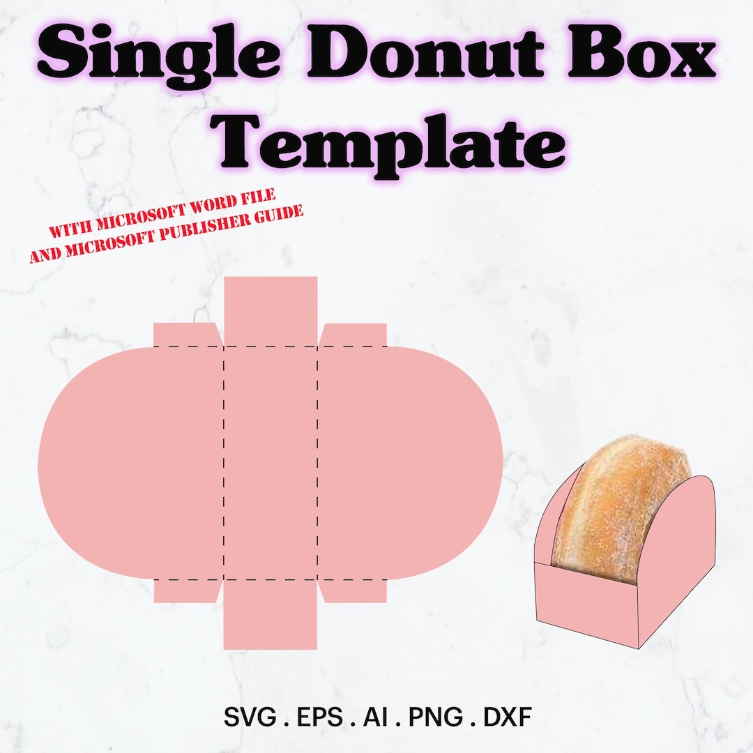 Single Donut Box Template SVG Donut Box Template Design Birthday Party Favor Birthday Supplies Idea Blank Box Cricut Silhouette Etsy