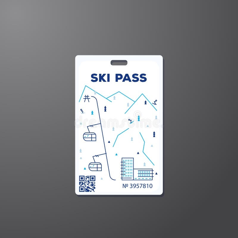 Ski Pass Line Style Illustration Stock Vector Illustration Of Lift Mountain 196242892