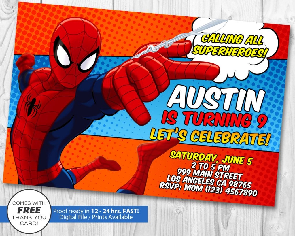 Free Printable Spiderman Birthday Invitation Templates
