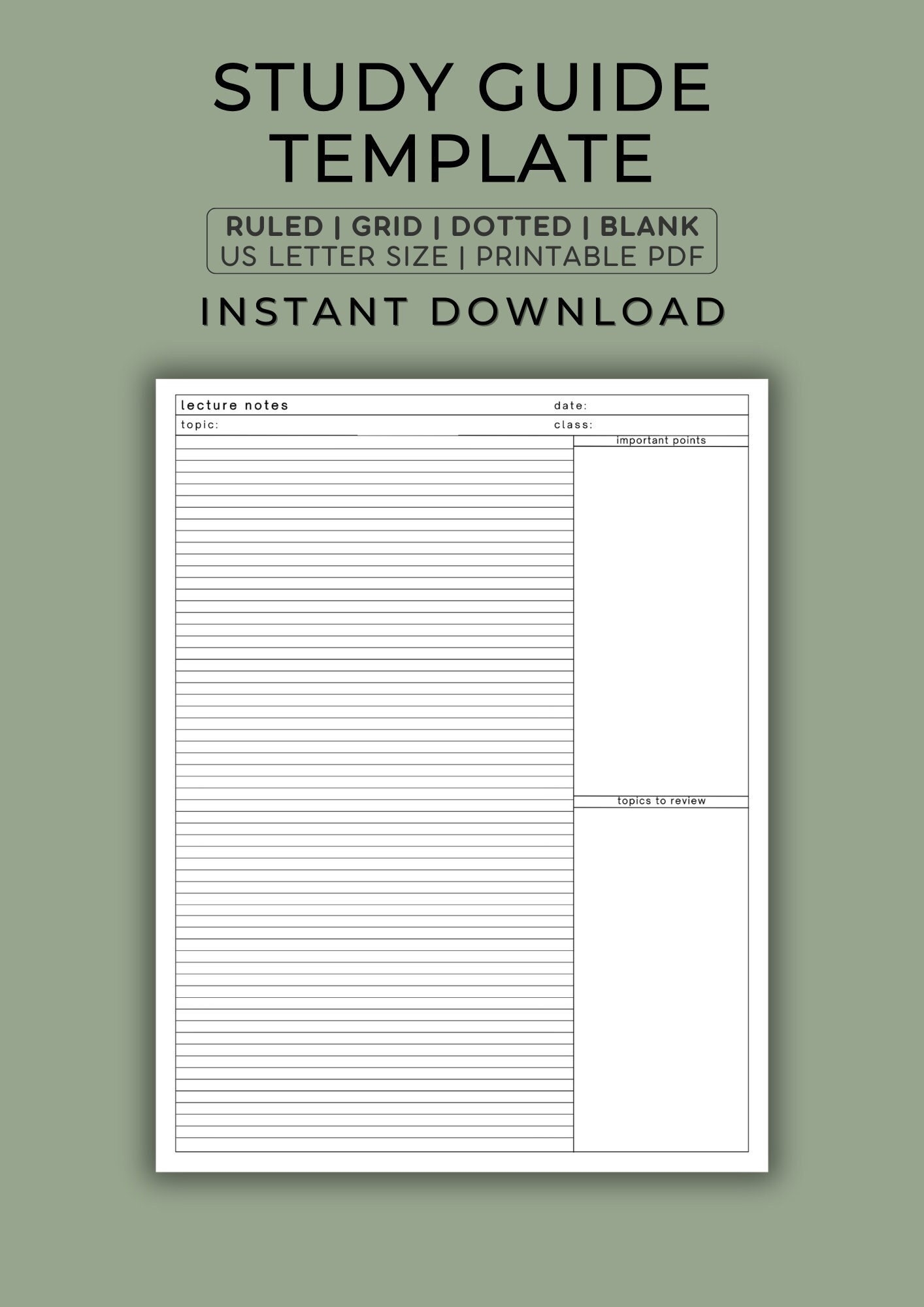 Free Printable Study Guide Template