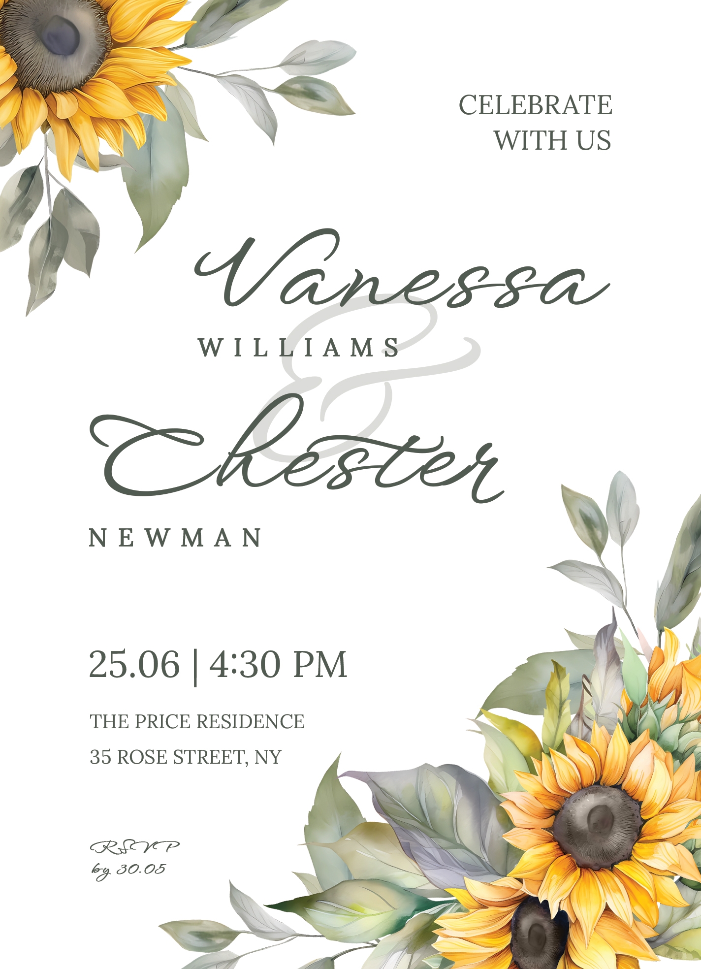 Sunflower Wedding Invitation Free Google Docs Template Gdoc io