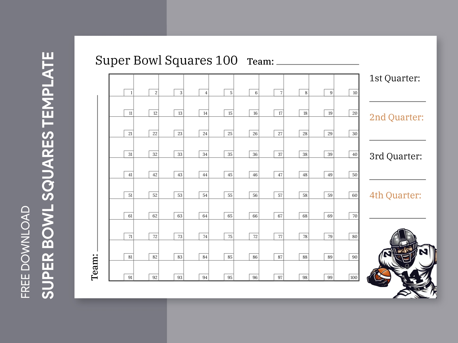 Super Bowl Squares Templates For Free Download Gdoc io