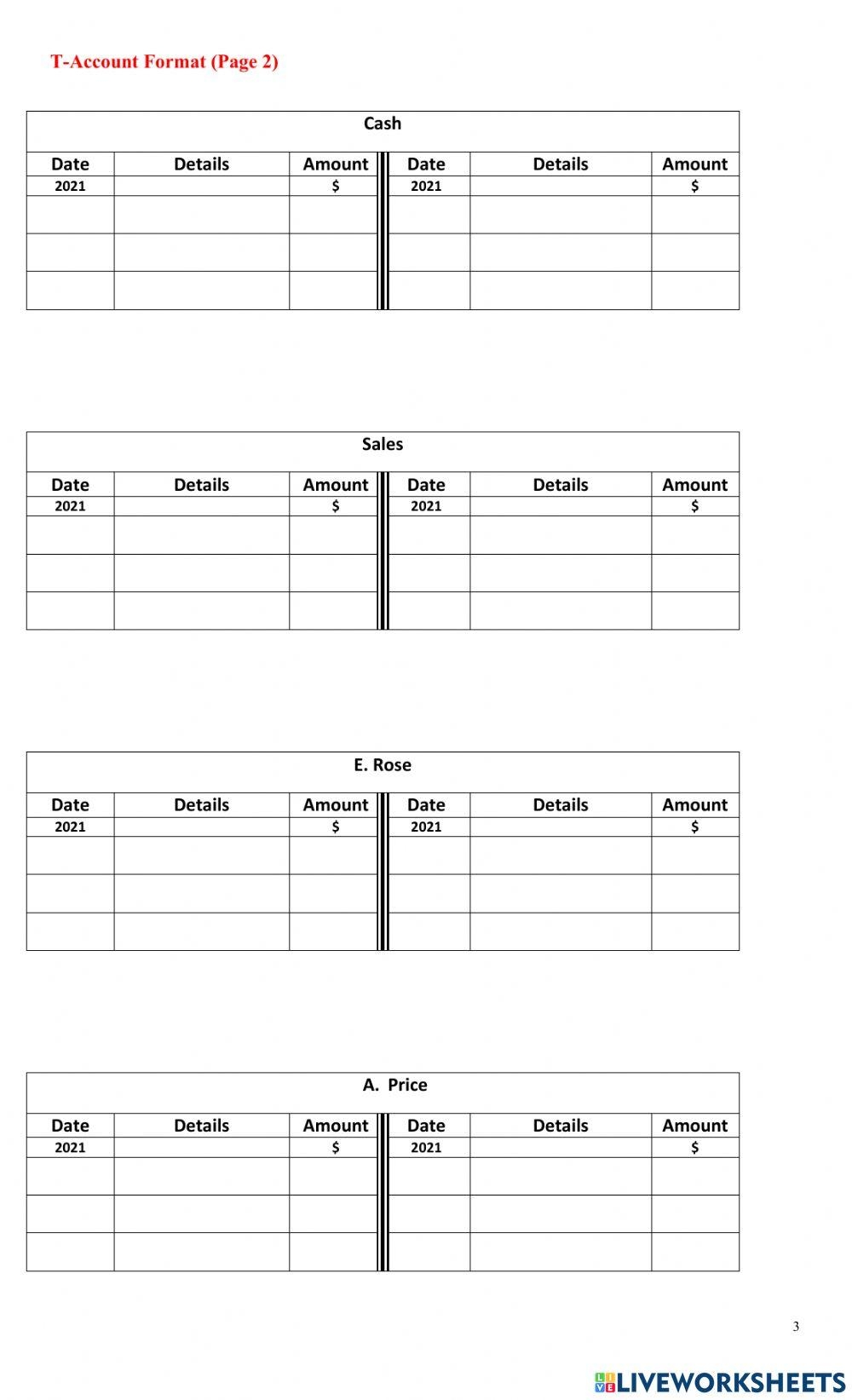 T Account Template HowtoExcel Worksheets Library