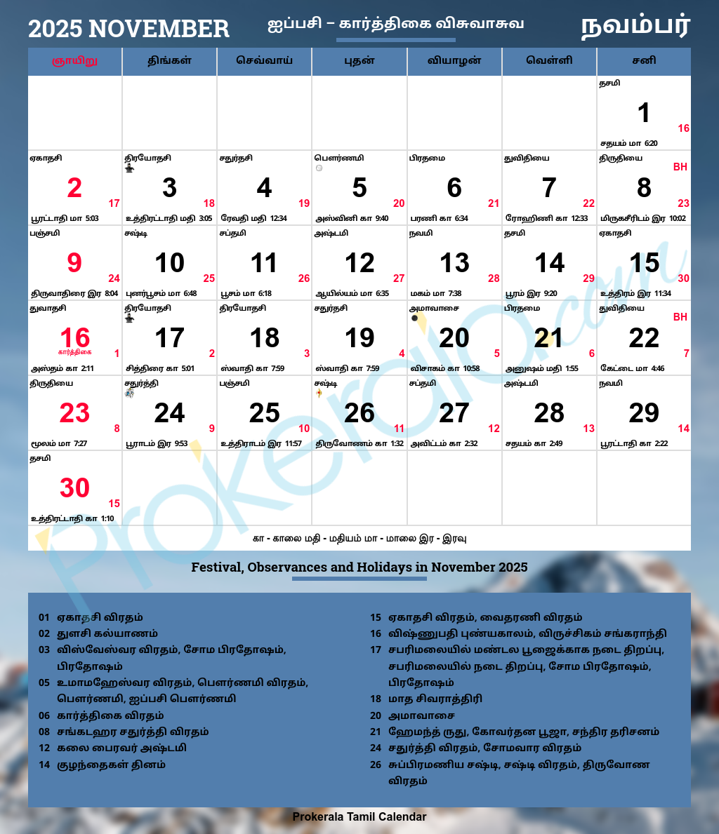 Tamil Calendar 2025 November Tamil Calendar 2025 November