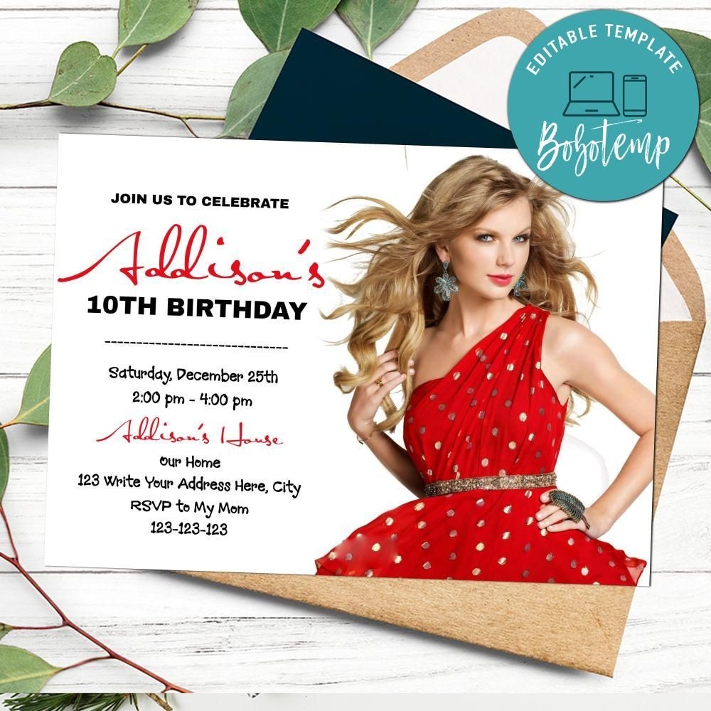 Taylor Swift Birthday Invitation Template To Print At Home DIY Bobotemp