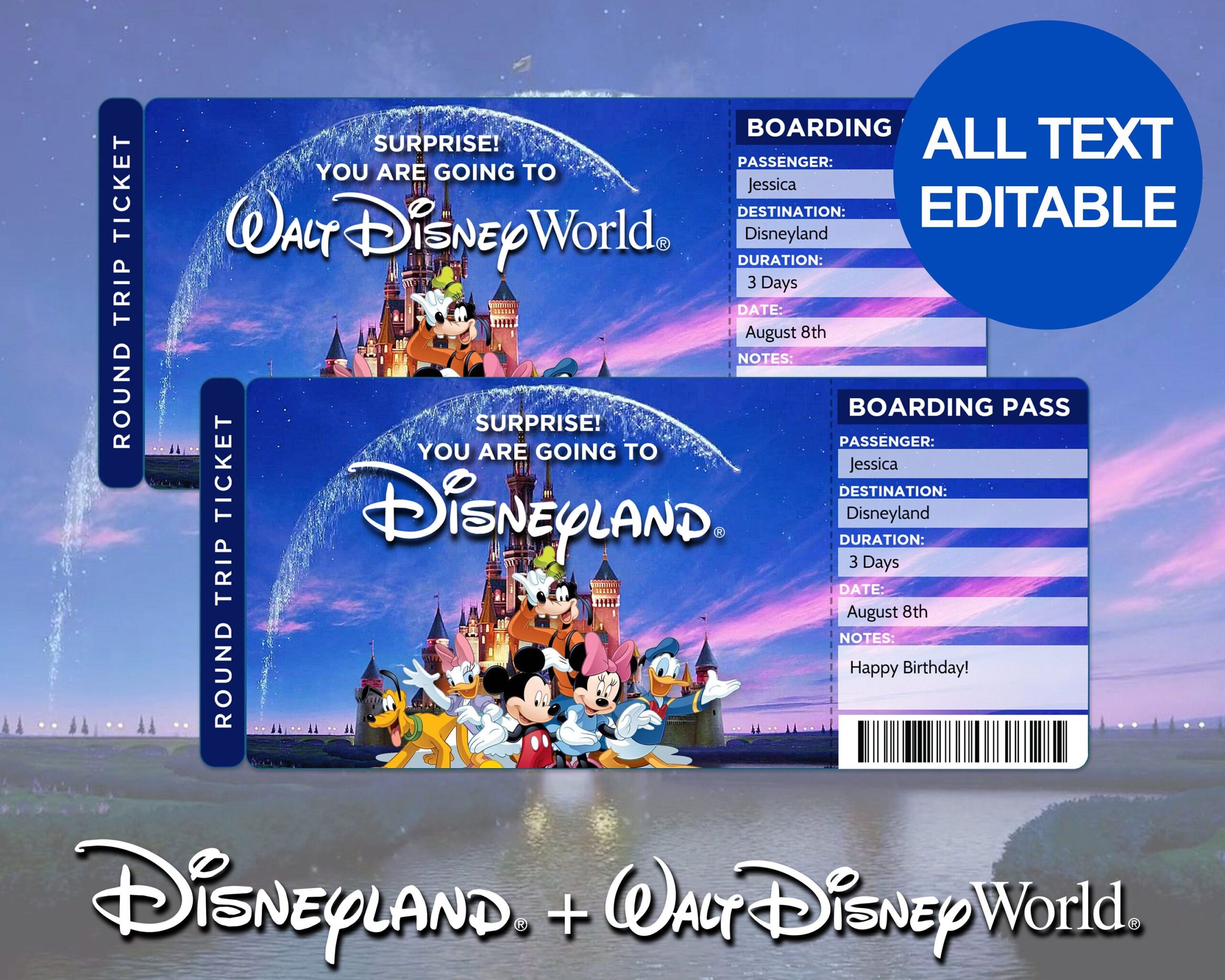 Disneyland Tickets Free Printable Template
