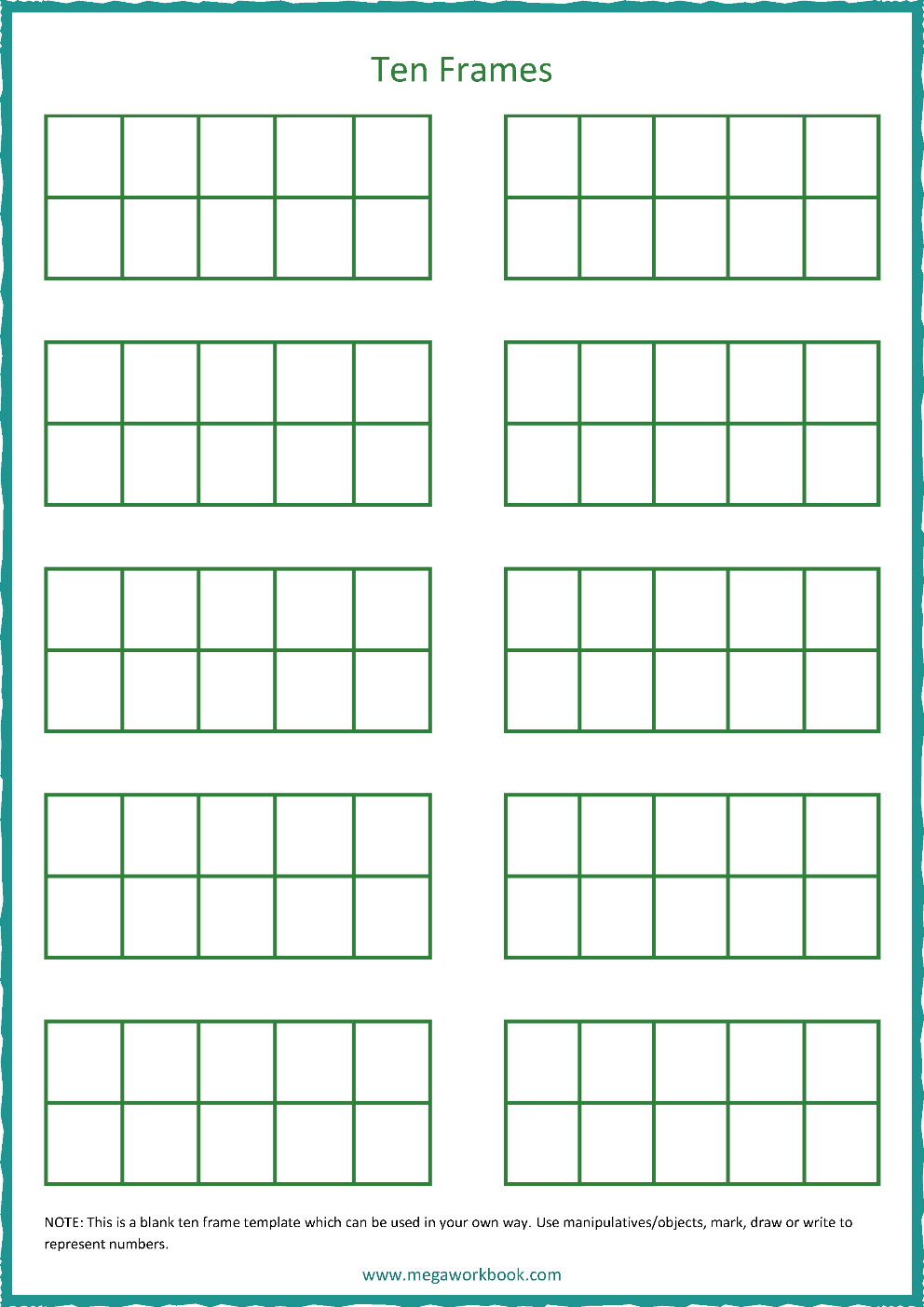 Ten Frame Template Blank Ten Frames Double Ten Frames MegaWorkbook Ten Frame Template Blank Ten Frames Double Ten Frames MegaWorkbook