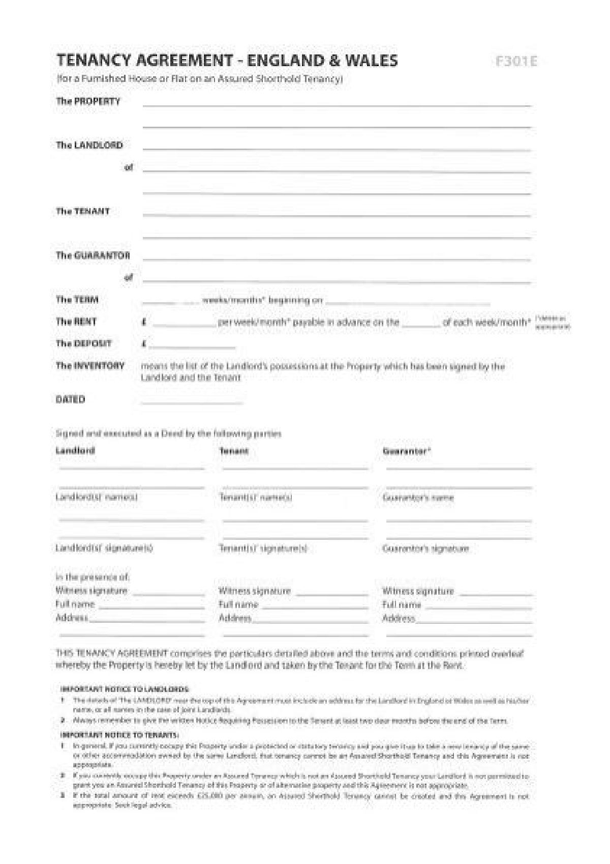 Tenancy agreement england and wales template tenancy agreement Worksheets Library