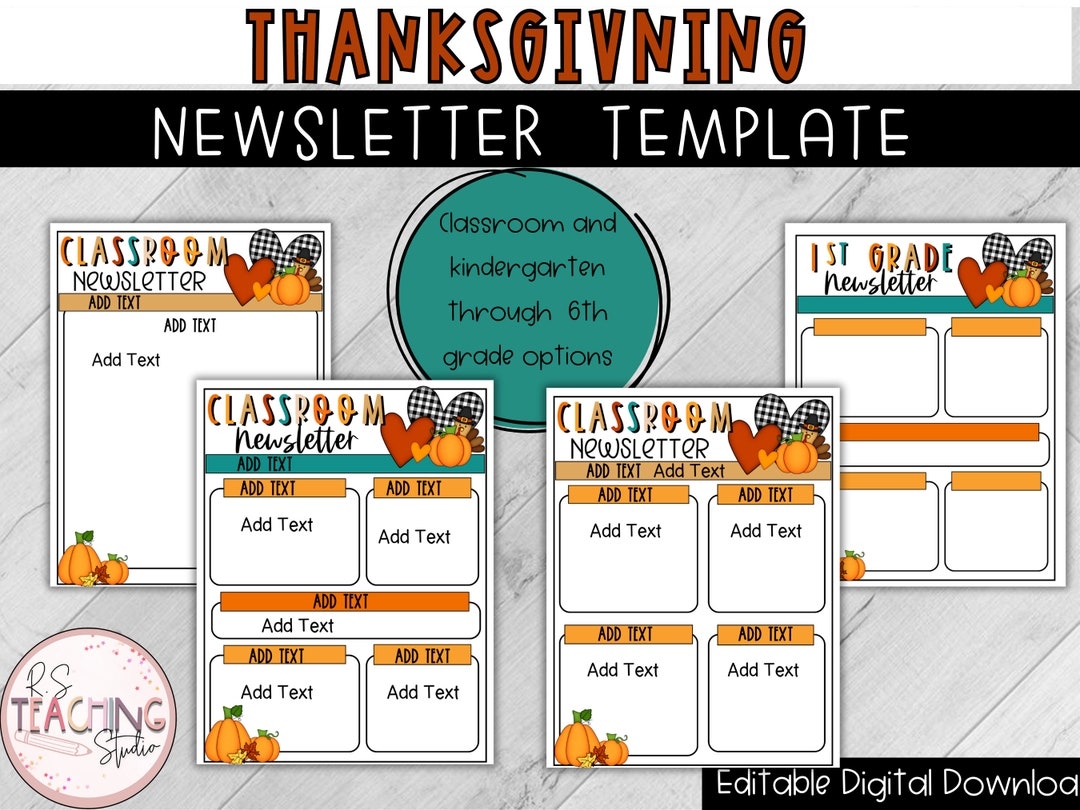 Thanksgiving Newsletter Templates November Classroom Newsletter Editable Classroom Newsletter Template Etsy