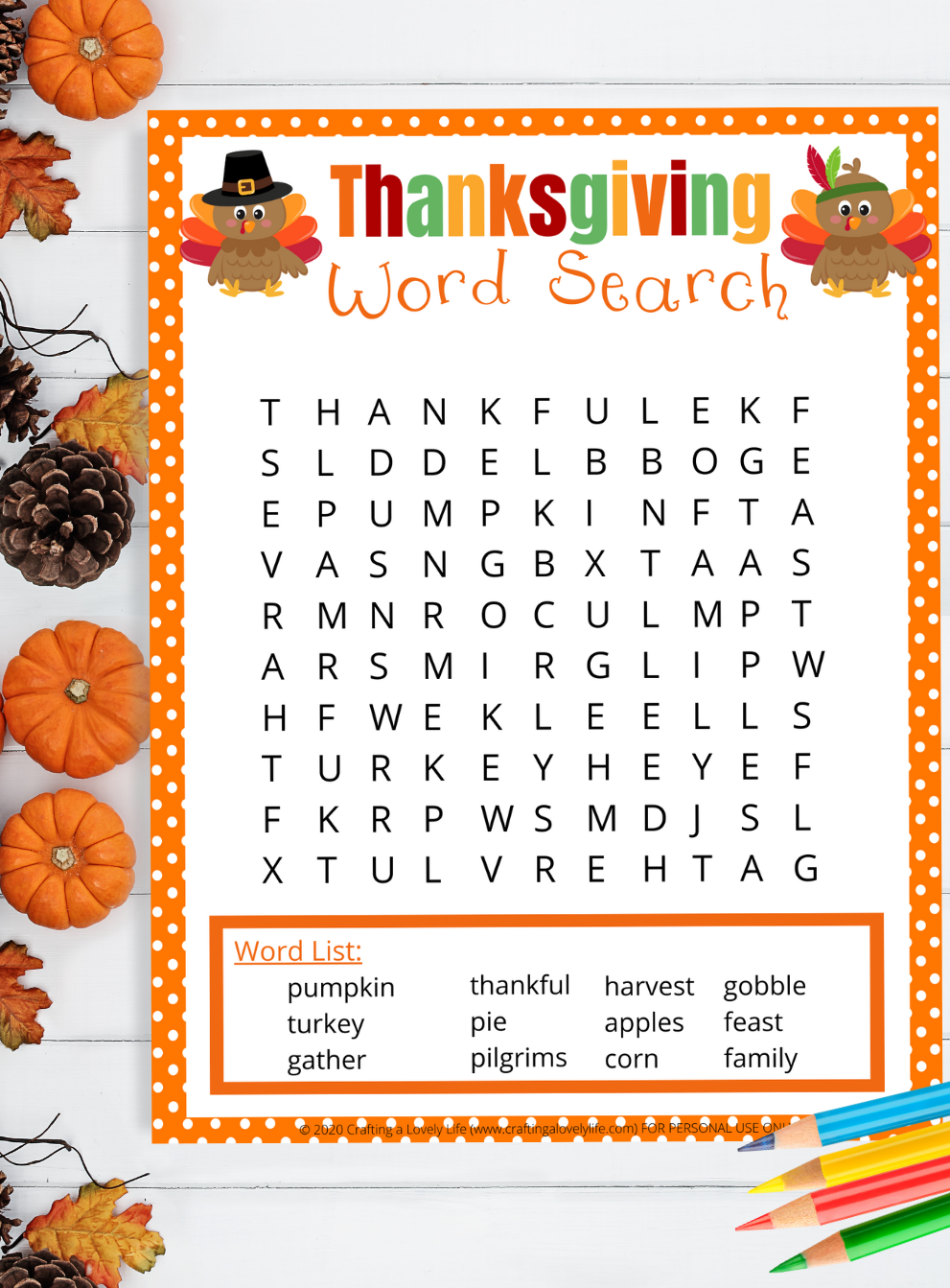 Free Printable Thanksgiving Word Search