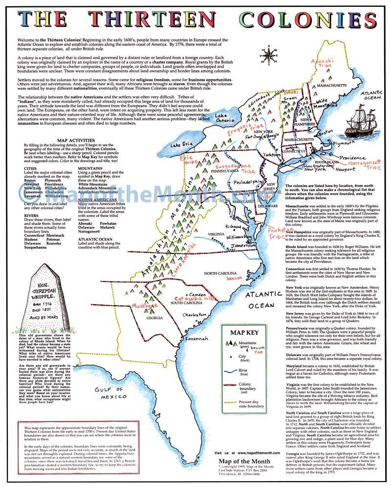 Thirteen 13 Colonies Map Thirteen 13 Colonies Map