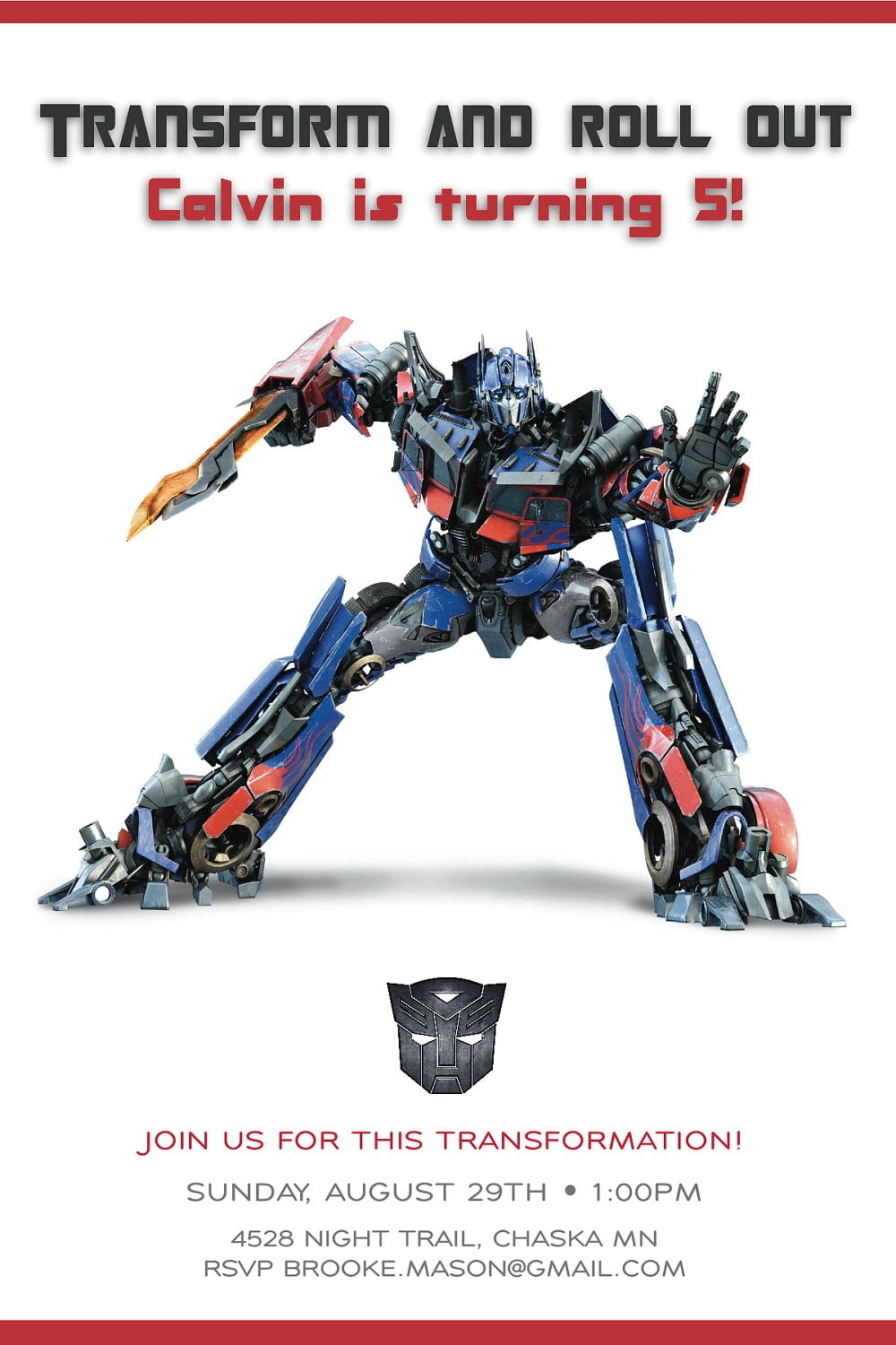 Transformer Birthday Invitations FREE Printable Invitation Templates Bagvania