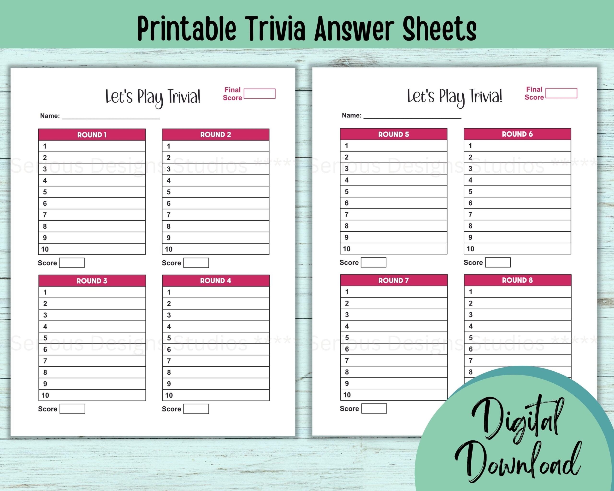 Free Printable Blank Trivia Answer Sheets