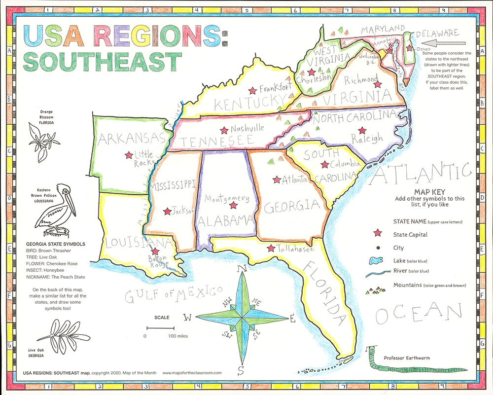 Free Printable Blank Southeast Region Map