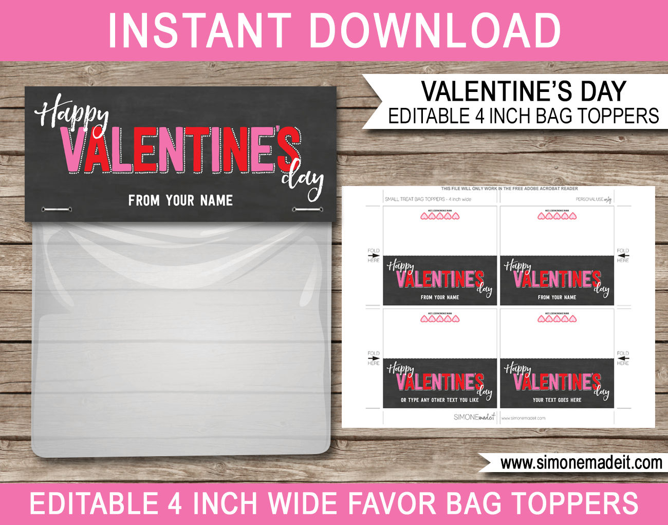 Valentine s Day Gift Bag Toppers Template
