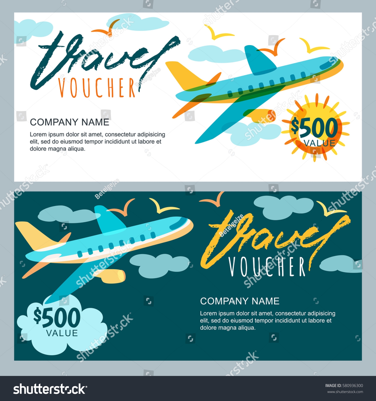 Vector Gift Travel Voucher Excellent Template Multicolor