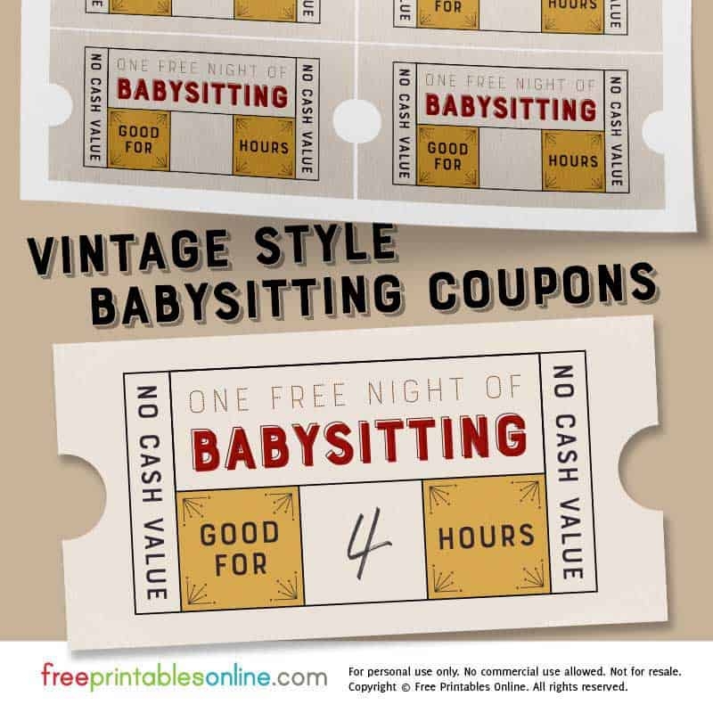 Free Printable Babysitting Coupon Template