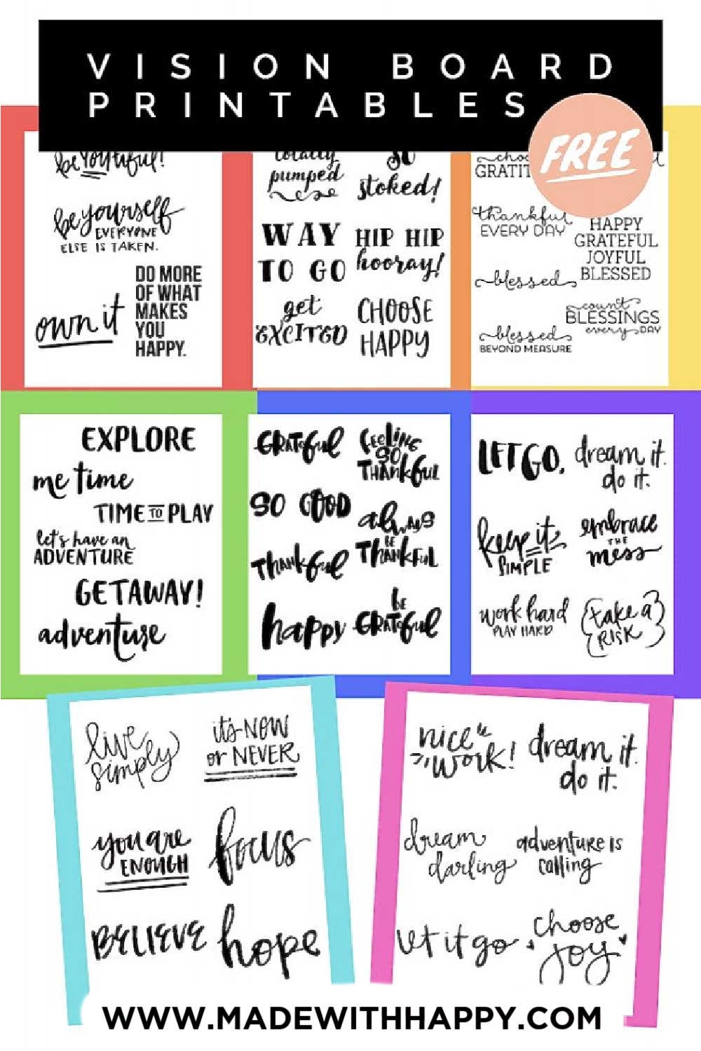 Vision Board Printables Free Inspirational Words And Phrases