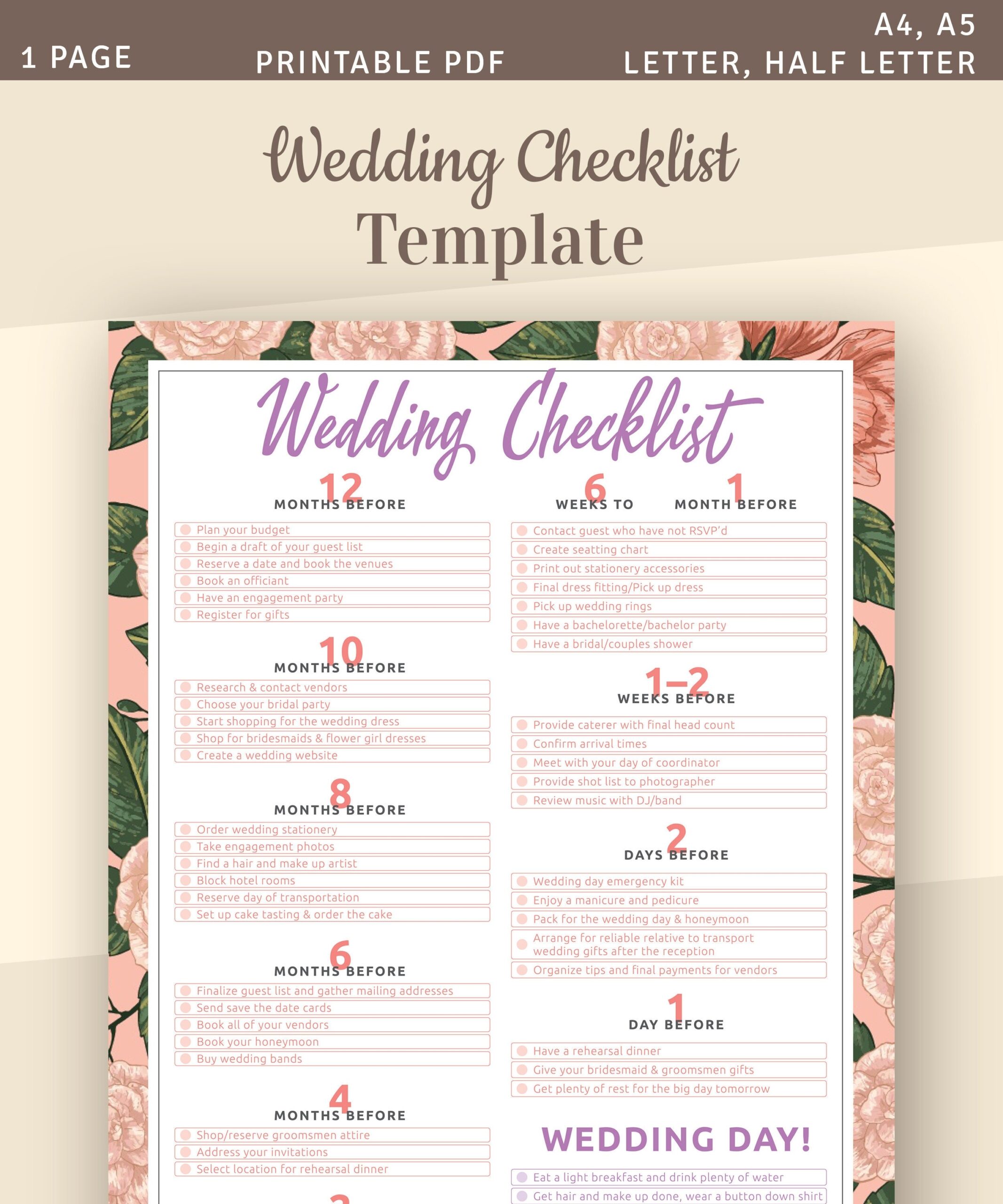 Bridal Party List Template Free Printable